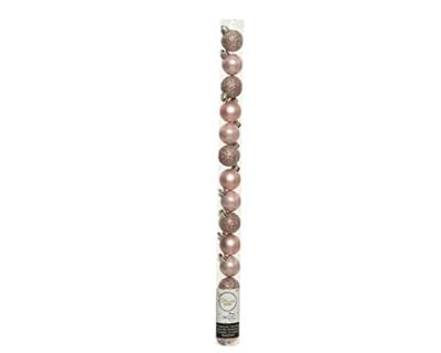 Decoris kerstballen set plastic 14st Poederroze 3cm