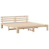 Bedframe met hoofdeinde Naturel 200 x 200 cm Massief grenenhout - thumbnail