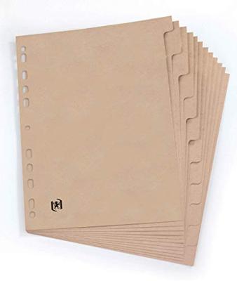 OXFORD Touareg tabbladen, uit karton, ft A4, onbedrukt, 11-gaatsperforatie, 12 tabs