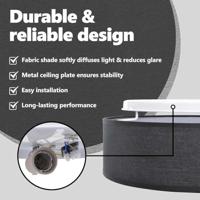 VidaXL Plafonnière met schijnwerpers zwart 38 x 38 x 13,5 cm stof - thumbnail