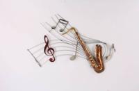 Wanddecoratie notenbalk met saxofoon - thumbnail