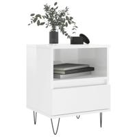 Nachtkastjes 2 st 40x35x50 cm bewerkt hout hoogglans wit - thumbnail