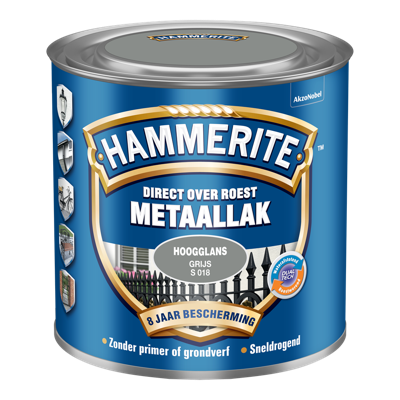 Hammerite Metaallak Direct over Roest Hoogglans - S018 Grijs