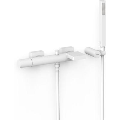 Badkraan Tres Project | Opbouw | Mengkraan | Waterval uitloop | Incl.Handdoucheset | 2-weg | hoh 15 cm | 1-knop | Rond | Wit mat