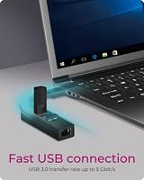 ICY BOX IB-HUB1419-LAN, USB 3.2 Gen 1 HUB und LAN Adapter, Type-A+C zu 3x USB 3.2 Gen 1 USB 3.2 Gen 1-hub 4 poorten Via PC bedienbaar Zwart - thumbnail