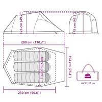 Tunneltent 3-persoons waterdicht bruin - thumbnail
