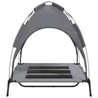 VidaXL Hondenmand met luifel oxford stof en staal antracietkleurig - thumbnail