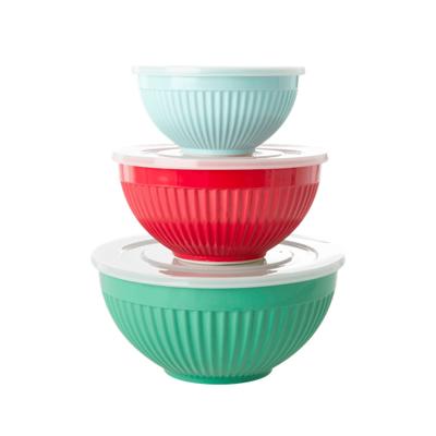 Rice MELBW-3ZAW201 eetschaal Kommenset Rond Melamine Groen, Lichtblauw, Rood 3 stuk(s)