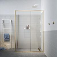 Sealskin Contour Schuifdeur met zijwand 120x90x200cm 6mm helder veiligheidsglas met antikalklaag Goud geborsteld CCD101296495100 - thumbnail