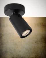 Lucide XYRUS - Plafondspot - Ø 9 cm - LED Dim to warm - GU10 - 1x5W 2200K/3000K - Zwart - thumbnail