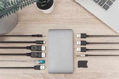 Digitus DA-70895 notebook dock & poortreplicator Bedraad Thunderbolt 3 Zwart, Grijs