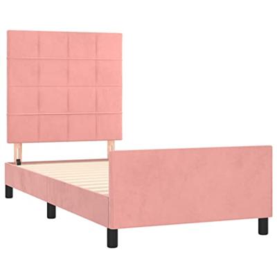 Bedframe met hoofdeinde fluweel roze 80x200 cm