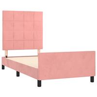 Bedframe met hoofdeinde fluweel roze 80x200 cm - thumbnail