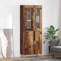 Hoge kast Oud Hout 69,5 x 34 x 180 cm Geengineerd Hout en Glas - thumbnail