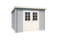 Outdoor Life Nadia Blokhut 295x250 cm 28 mm vuren Platinum Grey-Wit gecoat- Lessenaarsdak- - Outdoor Life - thumbnail