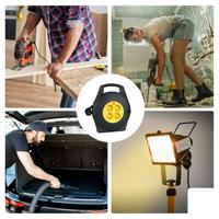 Perel kabelhaspel 3G1.5, met 4 stopcontacten, 10 m, geel en zwart - thumbnail