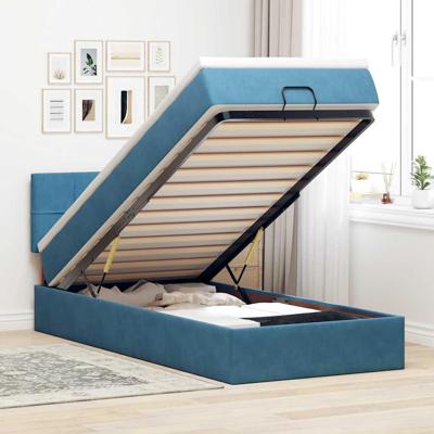 Ottoman bed met matras 80x200cm fluweel donkerblauw