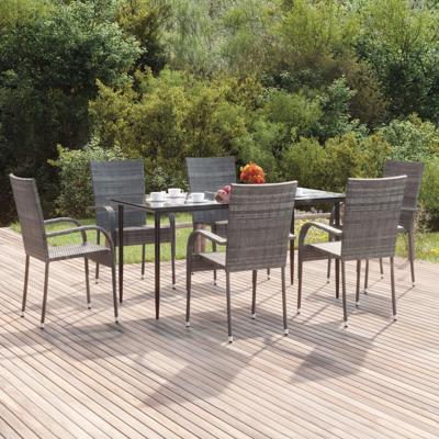 7-delige Tuinset poly rattan grijs