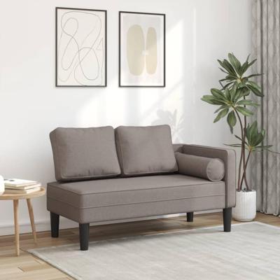 Chaise longue met kussens stof taupe Chaise longue met kussens stof taupe