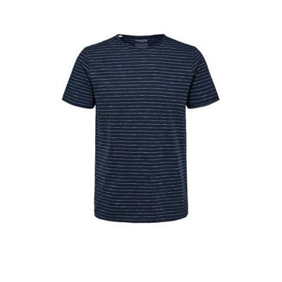 SELECTED HOMME gestreept T-shirt SLHMORGAN met biologisch katoen donkerblauw SELECTED HOMME gestreept T-shirt SLHMORGAN met biologisch katoen donkerblauw