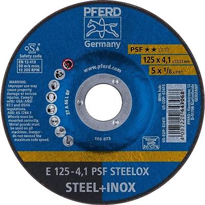 PFERD TOOLS 69220531 E 125-4,1 PSF STEELOX Afbraamschijf gebogen Diameter 125 mm Boordiameter 22.23 mm RVS, Staal 10 stuk(s)
