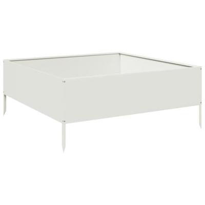 VidaXL Plantenbak verhoogd 100x100x25 cm staal wit VidaXL Plantenbak verhoogd 100x100x25 cm staal wit