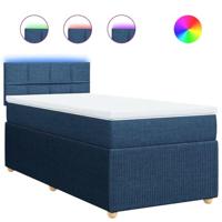 Boxspring met matras stof blauw 90x200 cm - thumbnail