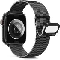 Milanese band - Zwart - Extra sterke magneet - Geschikt voor Apple Watch 38mm / 40mm / 41mm / 42mm - thumbnail