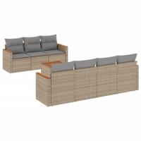 8-delige Loungeset met kussens poly rattan beige - thumbnail