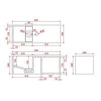 Fontein Wiesbaden Julia 54x20x20cm met Nis Solid Surface Mat Zwart - thumbnail