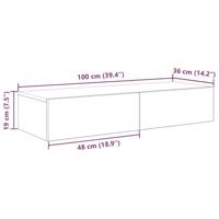 Wandschap met lades 100x36x19cm bewerkt hout gerookt eikenkleur - thumbnail