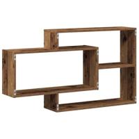 Wandschap 104x20x58,5 cm bewerkt hout oud houtkleurig - thumbnail