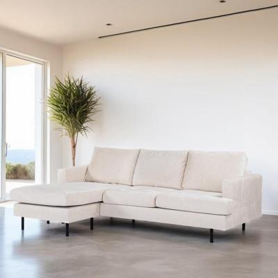 BASE 3-zits Loungebank 'Nastassia' Links/Rechts, Bouclé, kleur Champagne BASE 3-zits Loungebank 'Nastassia' Links/Rechts, Bouclé, kleur Champagne