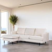 BASE 3-zits Loungebank 'Nastassia' Links/Rechts, Bouclé, kleur Champagne - thumbnail