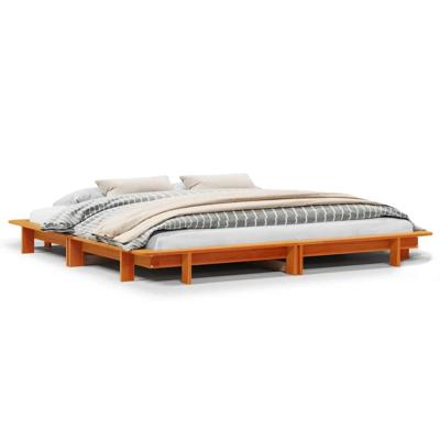 Bedframe zonder matras massief grenenhout wasbruin 160x200 cm