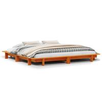 Bedframe zonder matras massief grenenhout wasbruin 160x200 cm - thumbnail