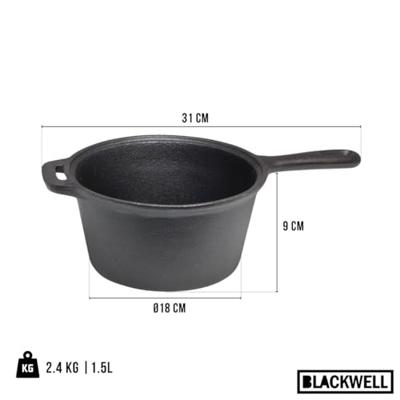 Blackwell Sauspan Gietijzer / Steelpan ø 18 cm - 1.5 liter - zonder anti-aanbaklaag