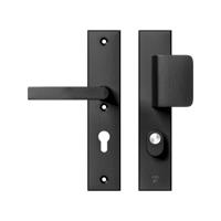 AXA AXA Edge Plus veiligheidsbeslag voordeur rechthoekig schild D-knop/Blok-kruk PC72 met kerntrekbeveiliging SKG3 - aluminium/zwart - thumbnail