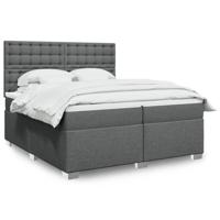 Boxspring met matras stof donkergrijs 200x200 cm - thumbnail