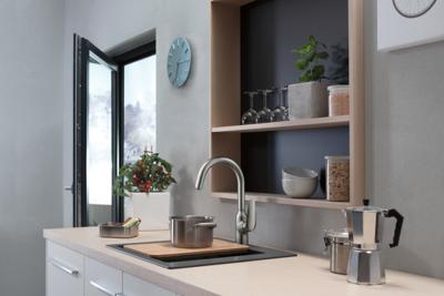 Hansgrohe Focus M42 ééngreeps keukenmengkraan 220, rvs look Hansgrohe Focus M42 ééngreeps keukenmengkraan 220, rvs look