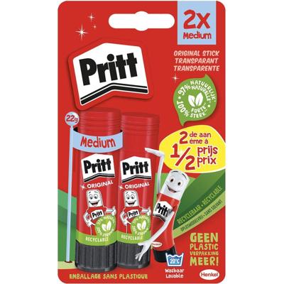 Pritt plakstift, 22 g, blister van 2 stuks, 2de aan halve prijs Pritt plakstift, 22 g, blister van 2 stuks, 2de aan halve prijs
