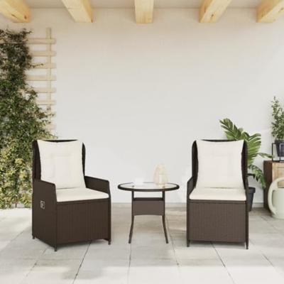 Tuinstoelen 2 st verstelbaar poly rattan bruin - thumbnail