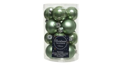Decoris kerstballen set glas 16st licht groen 3,5cm