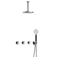 Hotbath Cobber - CB7067 - Inbouw Regendoucheset - Chroom - 2 Stopkranen - Thermostatisch - Plafondbuis 15 cm - Hoofddouche 200 mm - Ronde Handdouche 3 Standen - Waterbesparend - thumbnail
