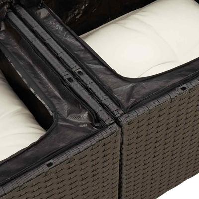 6-delige Loungeset met kussens poly rattan acacia zwart - thumbnail