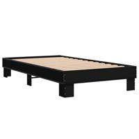Bedframe bewerkt hout en metaal zwart 90x190 cm - thumbnail