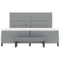 Boxspring Bed met Matras & Bench Licht Grijs 200x200 cm Stof - thumbnail
