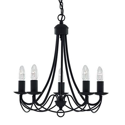 Searchlight Zwarte kroonluchterMaypole 5-lichts - 6345-5BK