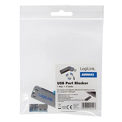 LogiLink USB PORT LOCK, 1 KEY + 4 LOCKS USB-A-poortslot Set van 4 stuks Zilver, Blauw Incl. 1 sleutel LogiLink USB PORT LOCK, 1 KEY + 4 LOCKS USB-A-poortslot Set van 4 stuks Zilver, Blauw Incl. 1 sleutel