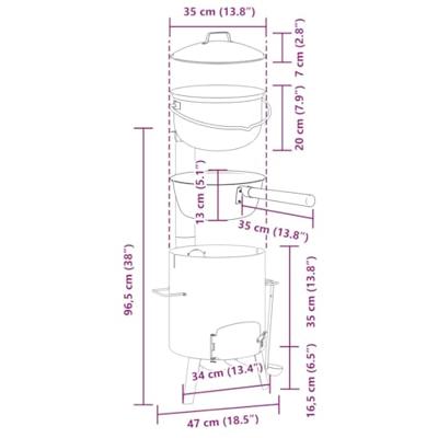 Goulashkanon met schoorsteen en deksel gemailleerd staal zwart Goulashkanon met schoorsteen en deksel gemailleerd staal zwart